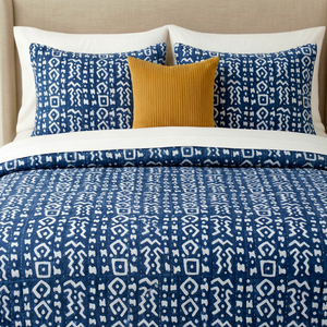 Handmade Organic Cotton Kantha Quilt Indian Adult Blanket with Geometrical Block Print Home & Hotel Use - Product Image 1