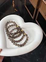Bracelet rond poli en cristal naturel brun fumé Sinyore - Cadeau - quartz fumé