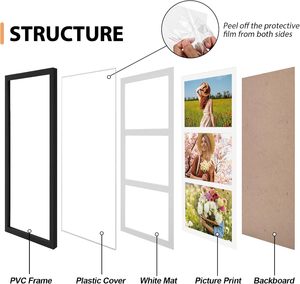 Cornice per collage in plastica Fixwal con supporto a cavalletto, adatta per 3 foto 5x7 e passepartout 8x16, <span class=keywords><strong>da</strong></span> tavolo/a <span class=keywords><strong>parete</strong></span>, decorazione per la casa, nera, 1 pezzo - Product Image 4