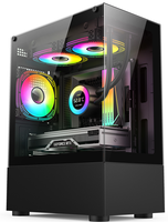 Wholesale ATX Mid Tower Gaming PC Case Tempered Glass Front Panel Support ITX MATX ATX Aluminum Chassis Black White Custom OEM