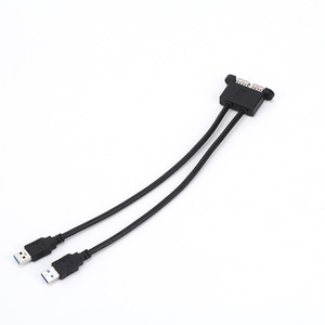 Cable de datos USB 3.0 Lung Kay, macho a hembra, cable doble con orificios para tornillos, adaptador, cable de panel para computadora - Product Image 3