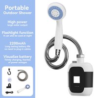 Douche électrique portable rechargeable pour le camping en plein air, pompe de douche manuelle étanche avec lumière, pomme de douche haute pression