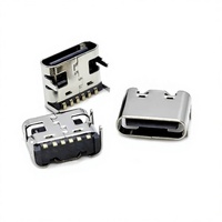 Connecteur de puissance PCB Type-C femelle 6 broches en acier inoxydable, en stock chez le fabricant, pour connexions de câbles, charge rapide, 3A