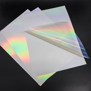 Papier autocollant transparent holographique arc-en-ciel en vinyle PET imperméable A3 A4, acrylique PE auto-adhésif pour imprimante jet d'encre et masquage - Product Image 1