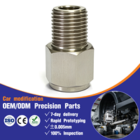 Adaptador de Acero Inoxidable de 1/8 NPT a M10x1.0, Conversor de Rosca CNC para Medidores de Presión y Temperatura de Aceite, Combustible y Agua