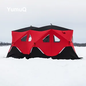 YumuQ 420cm 167 "크기 더블 탑 겨울 낚시 텐트, 퀼트 패브릭 텐트 물고기 연못