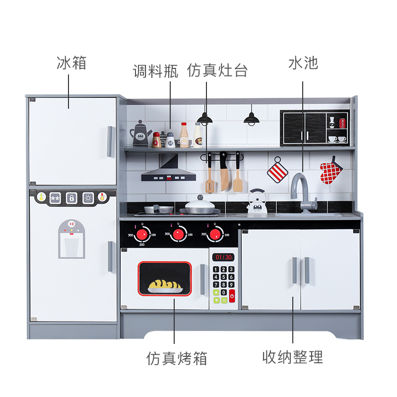 Оптовая продажа, новые большие деревянные игрушки для детей, малышей, детей, кухонный комплект для ролевых игр, деревянные игрушки для девочек, мальчиков, детей, домашнее приготовление пищи