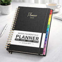 Carnet de négociation d'affaires OEM en tissu PU, couverture rigide, étiquette couleur, pour la préparation hebdomadaire aux examens universitaires, fabriqué par le producteur