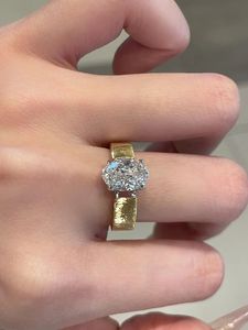 Bague de mariage pour homme Xinfly personnalisée en or 14K 18K avec diamant ovale de 2,07 ct cultivé en laboratoire, finition brossée, style tendance - Product Image 4