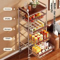 Chariot de rangement multifonctionnel à 4 niveaux en double maille, étanche, pour cuisine et épices – Offre Spéciale
