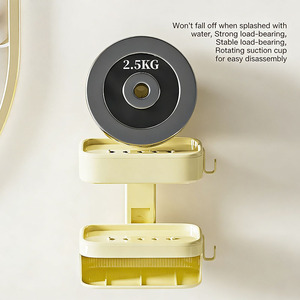 <span class=keywords><strong>Porte</strong></span>-<span class=keywords><strong>savon</strong></span> mural à ventouse avec égouttoir et support pour éponge, sans perçage, pour murs de salle de bain - Product Image 4