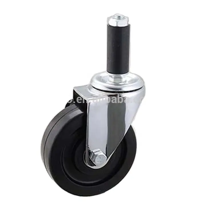 Top plate Load Capacity 100KG 100mm Swivel Black rubber expand adapter caster