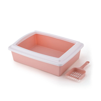 Bac à litière rectangulaire Semi-fermé pour chat, litière, toilette en plastique, avec pelle, bac à litière, pour animaux de compagnie