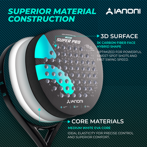 CASTON SPORTS IANONI Racchetta Professionale SUPER <span class=keywords><strong>PRO</strong></span> Blu/Viola per Paddle <span class=keywords><strong>Tennis</strong></span> in Fibra di Carbonio 3K con Superficie 3D - Product Image 4