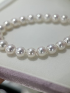 Giappone di lusso bianco 8-8.5mm naturale acqua salata Akoya collana di perle per le donne foro personalizzato per la creazione di gioielli - Product Image 3