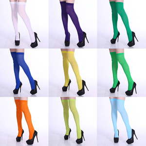 Thigh <b>High</b> Stockings Women Solid Color Over The <b>Knee</b> <b>Socks</b> For Costume Party Halloween Christmas Candy Colors Transparent - Product Image 1