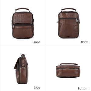 Bolso cruzado para hombre, de piel auténtica, resistente al desgaste, de color sólido, de gran capacidad, bolso de hombro vertical para viajes y desplazamientos - Product Image 3