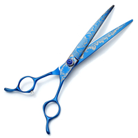 Ciseaux de toilettage pour chiens 7 pouces, ciseaux de coiffure pour animaux de compagnie bleus, ciseaux droits, ciseaux à effiler, ciseaux courbes Z3004