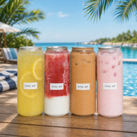 Bocaux à boisson en plastique PET transparent avec couvercles en aluminium, qualité alimentaire, sans BPA, anti-fuite, logo personnalisé, vente en gros