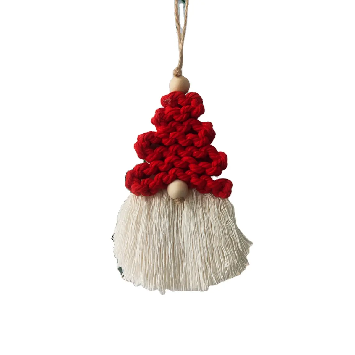 Decoraciones hechas a mano DIY regalo tejer cuerda de algodón de madera decoración del árbol de Navidad adornos colgantes colgante