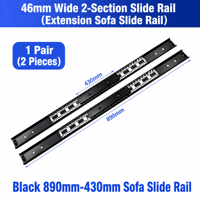 Rail coulissant réglable pour canapé, 46 mm de large, 2 sections, robuste, épaisseur 2,0 mm, ouverture centrale, ouverture et fermeture silencieuses