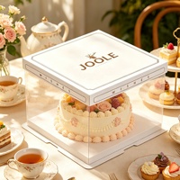 Boîte à gâteau carrée de luxe en PET recyclable avec laminage mat transparent, impression UV, emballage personnalisé pour gâteaux d'anniversaire et desserts, logo sur mesure