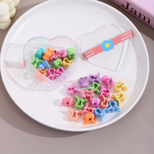 Nuevas Pinzas de Pelo Mini Lindas para Niñas, Pinzas de Pelo Pequeñas Coloridas para Bebés, Accesorios para el Cabello en Caja de Corazón para Niñas - Product Image 2