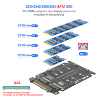 Adaptador Dual M.2, NVMe SSD con Clave M a U.2 SFF-8639 y SATA SSD con Clave B a SAS, Convertidor para Servidor/Estación de Trabajo (2230/2242/2260/2280)