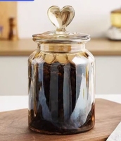 Pot de conservation en verre transparent de haute qualité pour chocolat, biscuits, bonbons, thé, grains de café, fruits secs - 650 ml/950 ml/1350 ml, bouteille scellée
