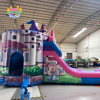 Châteaux gonflables à thème princesse gonflables pour parc d'attractions commercial avec toboggans et trampolines