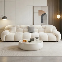 Modernes Cremefarbenes Bouclé-Wolkensofa, Luxuriöse Polstercouch für Wohnzimmer, Villa, Hotel, Apartment Gemütliches Zuhause