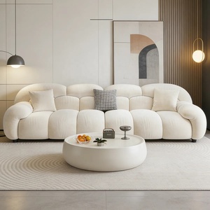 Sofá Modular Curvo Moderno en Color Crema, Tapizado de Lujo para Sala de Estar, Villa, <span class=keywords><strong>Hotel</strong></span>, Apartamento, Hogar Acogedor - Product Image 6