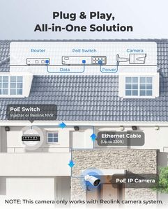 Reolink 5MP Outdoor Bullet PoE IP telecamera di sicurezza con 100ft IR di visione notturna Smart di rilevamento Audio bidirezionale per la sorveglianza domestica - Product Image 4
