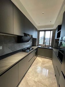 Modern Handleless Lacquer <strong>Kitchen</strong> Cabinet with Pre-assembled <strong>Storage</strong> for Residential Apartment Project Furniture <strong>Cupboards</strong> - Product Image 2