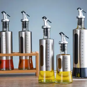 Olive Oil Glass Bottle Cooking With Pouring Spout Oil Dispenser Bottle Oil Bottle Glass Container Kitchen Seasoning Container