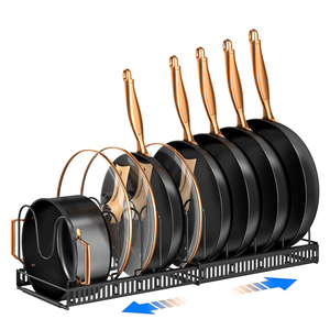 Wideny Organisateur de <span class=keywords><strong>casseroles</strong></span> et poêles en métal Organisateur d'armoires de <span class=keywords><strong>cuisine</strong></span> extensible et durable Support de rangement pour <span class=keywords><strong>casseroles</strong></span> et poêles - Product Image 1