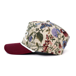 Cappello da Baseball Regolabile con Ricamo Floreale a 5 Pannelli, Berretto Jacquard con Cordino, Qualità all'Ingrosso - Product Image 3