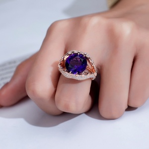 Bague en argent Messi Jewelry MSR-1003 avec pierre précieuse améthyste de 12 mm - Product Image 4