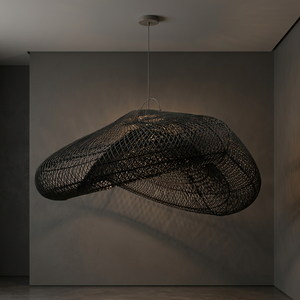 <b>Black</b> Modern Rattan Handmade Pendant <b>Light</b> Cover Woven Lampshade Eco-Friendly Hanging Ceiling <b>Shade</b> for Living Home Decoration - Product Image 3