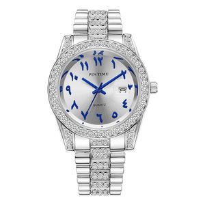 Reloj de Cuarzo para Hombre, Estilo Ejecutivo Hip Hop, con Correa de Acero, Escala Romana, Completamente Decorado con Diamantes, Resistente al Agua - Product Image 2