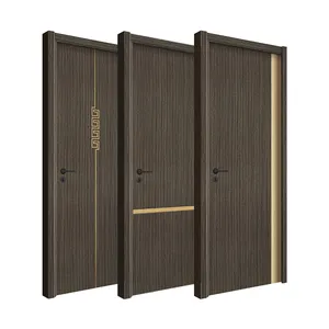 Puerta de madera para Interior de Hotel, puerta de habitación de madera impermeable, marco de puerta Interior de melamina precolgada, venta al por mayor