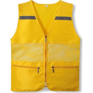Gilet de travail en maille respirante réfléchissant orange avec deux poches pour une utilisation en extérieur - Product Image 4