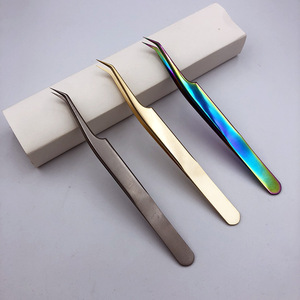 Precision curved tweezers for eyelash <b>extensions</b>, queen curler, princess curler, colored gold flower eyebrow tweezers, OEM - Product Image 3