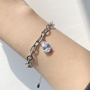 RAKOL BP3030 925 Sterling <b>Silver</b> <b>Bracelet</b> Chain Female <b>Bracelet</b> Circle Pendant Attached <b>Bracelet</b> - Product Image 5