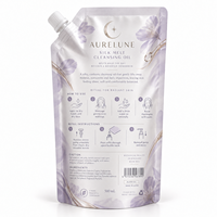 Pochette à bec verseur haute barrière imprimée sur mesure 500 ml pour huile nettoyante Silk Melt, emballage de recharge pour soins de la peau avec bouchon à vis