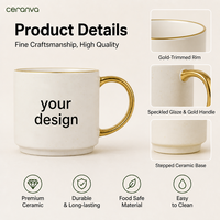 Mug en céramique personnalisé en gros avec bordure et poignée dorées, boîte cadeau, impression de logo OEM ODM, tasse à café pour la maison et le bureau