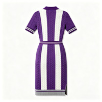 Robe midi en maille brodée avec fente latérale et taille élastique, anti-boulochage, sur mesure OEM/ODM, pour femme grande taille, style polo