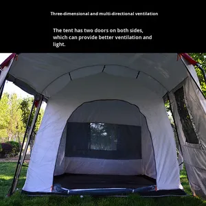 Grande tente de camping respirante et imperméable pour 6 à 8 personnes, quatre saisons, double couche, tissu Oxford, anti-moustiques, 2 chambres et 1 salon - Product Image 3