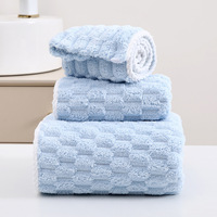 Ensemble de serviettes de bain et de turban en microfibre corail de haute qualité, douces et très absorbantes