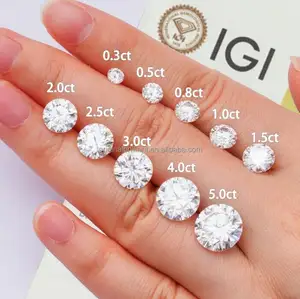 IGI Certified Diamond 0.5ct 1.0ct 3.0ct 5.0ct Round Shape DEF Color VS VVS Loose HPHT CVD Lab Grown Diamond